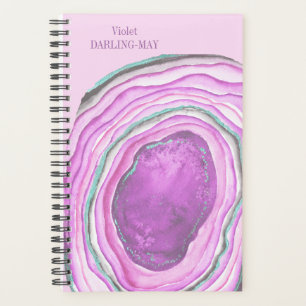 Aquarelle Géode Agate - Aqua Rose violet
