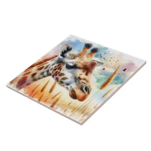 Aquarelle Giraffe Carreaux Design