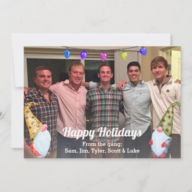 Aquarelle Gnomes Holiday Friends Carte photo (Devant)