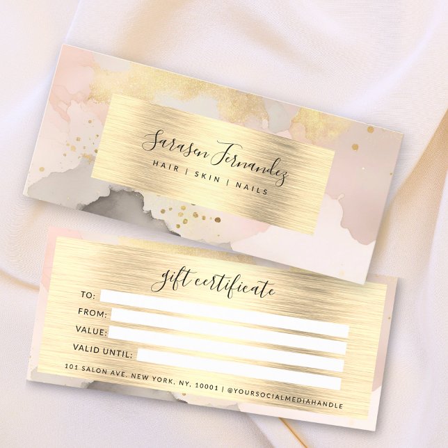 Aquarelle Gold Foil Certificat cadeau Black Blush (Créateur téléchargé)