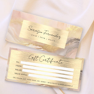 Aquarelle Gold Foil Certificat cadeau Blush Pink
