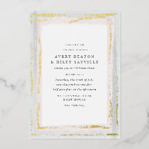 Aquarelle Gold Foil Faire-part de mariage Foi