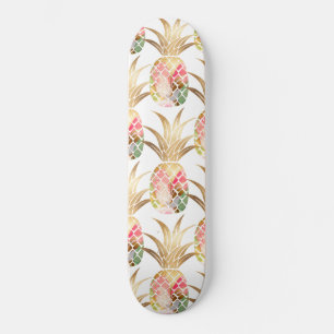 Aquarelle Gold Pineappy Motif Skateboard