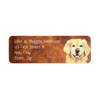 aquarelle Golden Retriever Chien Étiquette de adre