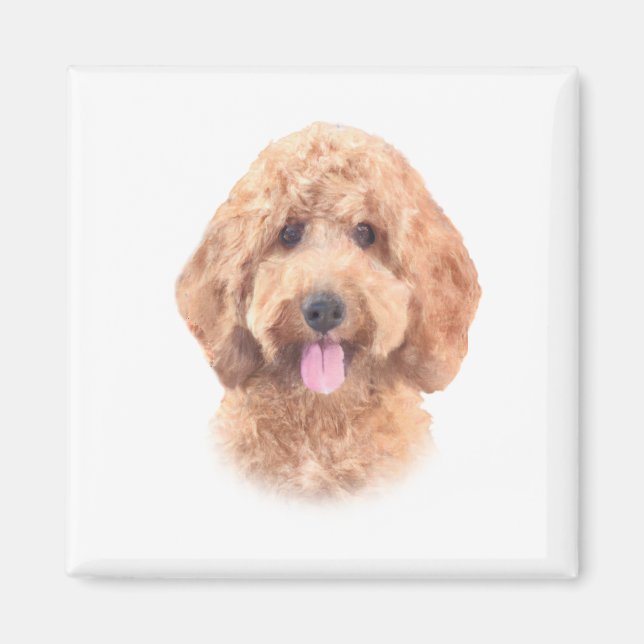 Aquarelle Goldendoodle aimant (Devant)