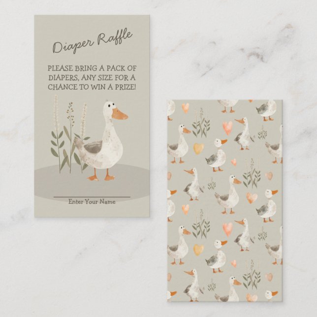 Aquarelle Goose Diaper Raffin - Carte de boîtier (Devant / Derrière)