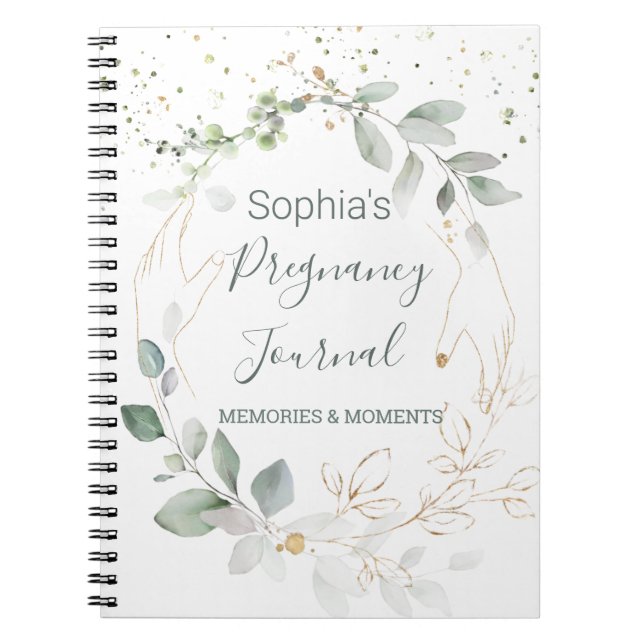 Aquarelle Green Gold Foliing Journal de grossesse (Devant)