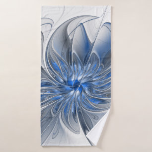 Aquarelle gris bleu Abstrait Fractal Art Flower