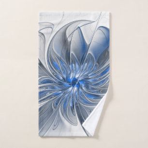Aquarelle gris bleu Abstrait Fractal Art Flower