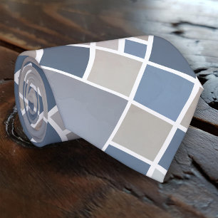 Aquarelle Gris Bleu Élégant À damiers Cravate