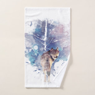 Aquarelle Gris Loup Faune Animal Nature Art
