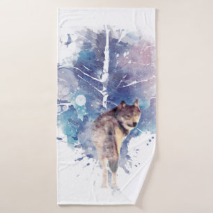 Aquarelle Gris Loup Faune Animal Nature Art