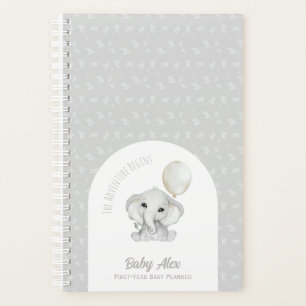Aquarelle gris mignonne Eléphant avec Bébé à ballo