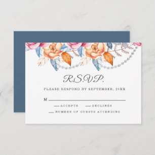 Aquarelle Gris Orange Brûlé Mariage Floral RSVP