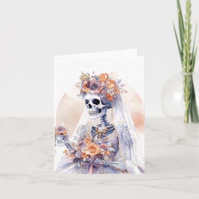 Aquarelle Halloween Squelette | Carte de correspon (Devant)