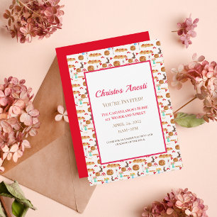 Aquarelle Happy Pâques Tsoureki Pain Invitation