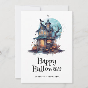 Aquarelle Hauny House Happy Halloween Carte