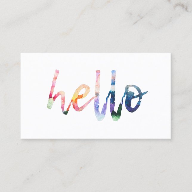 Aquarelle Hello Carte de visite (Devant)
