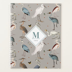 Aquarelle Heron Bird Egret Nature Monogramme