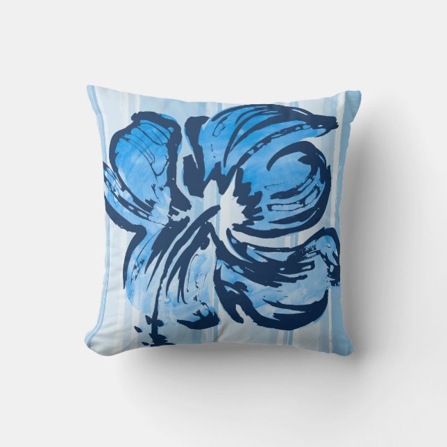 Aquarelle Hibiscus Coussin Carré réversible (Recto)