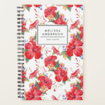 Aquarelle Hibiscus et Lantana Motif Custom<br><div class="desc">Planificateur personnalisé tropical avec aquarelle motif d'hibiscus rouge et de lantanas colorés. Personnalisez en ajoutant votre nom ou votre courte phrase. Ce planificateur à motifs floraux tropicaux sera parfait comme cadeau personnalisé. Des éléments correspondants sont disponibles.</div>
