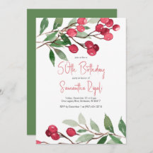 Aquarelle hiver 50e anniversaire Invitations