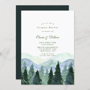 Aquarelle hiver Arbres Couples Invitations de douc