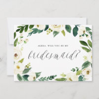 Aquarelle Hiver Floral Wreath Be My Bridesmaid