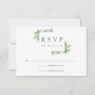 Aquarelle Holly Mariage de Noël RSVP