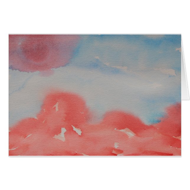 Aquarelle Horizon Rouge Et Bleu Paysage Abstrait (Devant horizontal)