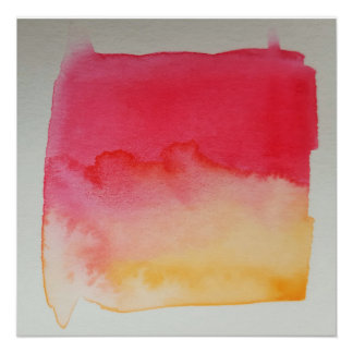 Aquarelle Horizons Jaune Rouge Poster Imprimer