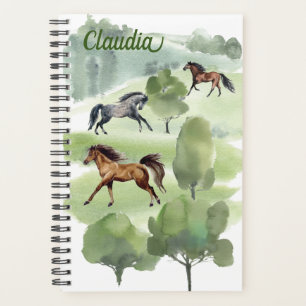 Aquarelle Horse Nom du paysage Monogramme