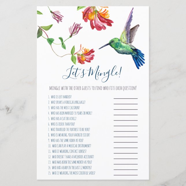 Aquarelle Humminbird Let's Mingle ! Jeu (Devant)