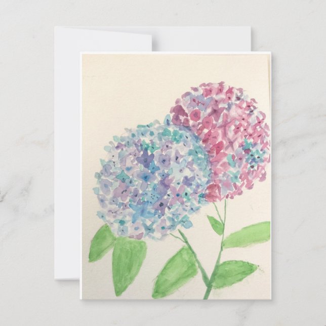 Aquarelle Hydrangea Carte pour notes (Devant)