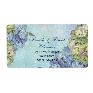 Aquarelle Hydrangea Floral - Étiquette de adresse