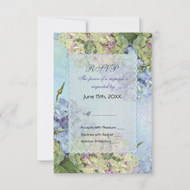 Aquarelle Hydrangea Floral Mariage - RSVP (Devant)
