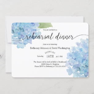 Aquarelle Hydrangea Répétition Dîner Invitation