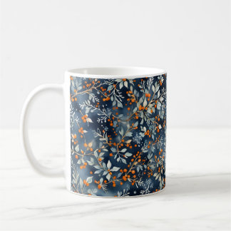 Aquarelle Ice Bleu hiver Motif Floral Mug