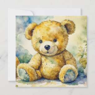 Aquarelle illustrant un Merci d'ours en peluche