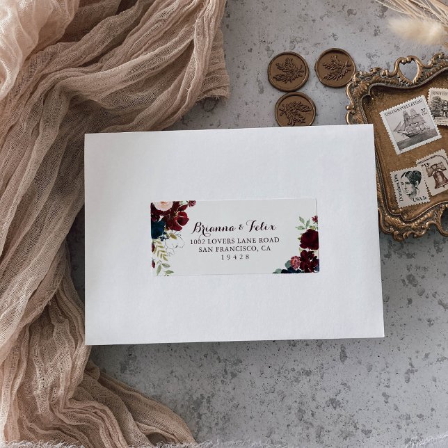 Aquarelle Illustré mariage Étiquette de adresse RS (Créateur téléchargé)