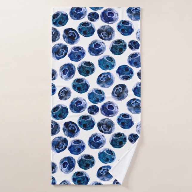 Aquarelle illustrée bleu ensemble motif (Serviette de bain)