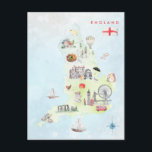Aquarelle illustrée Carte de l'Art d'Angleterre<br><div class="desc">Un art parfait pour tous ceux qui aiment l'Angleterre. Ajoutez votre libellé personnalisé à cette conception à l'aide des cases "Modifier ce modèle de conception" situées à droite de l'élément, ou cliquez sur le bouton bleu "Customiser" pour arranger le texte, modifier les polices et les couleurs et ajouter des informations...</div>