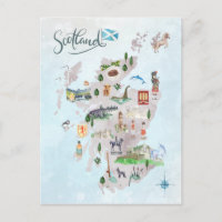 Aquarelle illustrée Carte de l'Art écossais