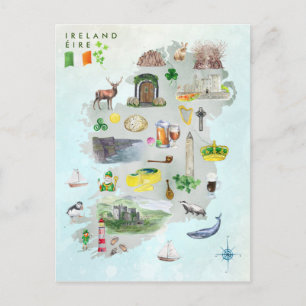 Aquarelle illustrée Carte de l'art irlandais
