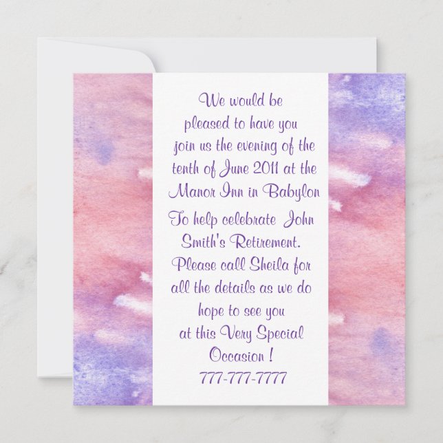 Aquarelle Invitation à toutes les occasions (Devant)