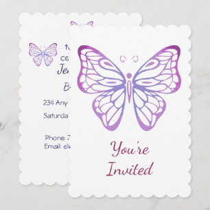 Aquarelle Invitation papillon pour fête d'annivers