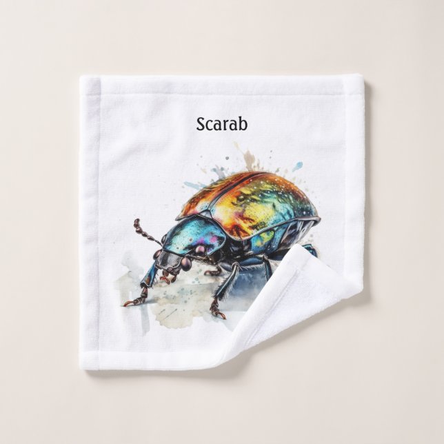 Aquarelle Iridescente Beetle, personnalisé (Gant de toilette)