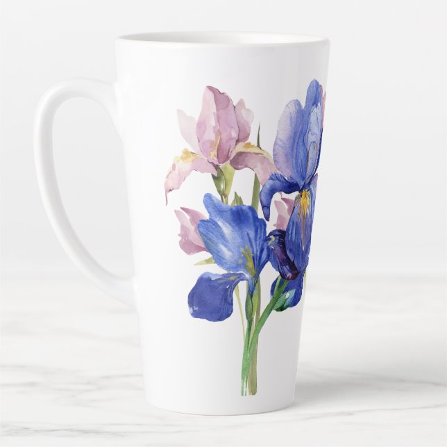 Aquarelle Iris Latte Mug (Gauche)