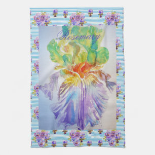 Aquarelle Iris Purple Portée Serviettes de thé p