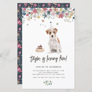 Aquarelle Jack Russell Chien Invitation d'annivers
